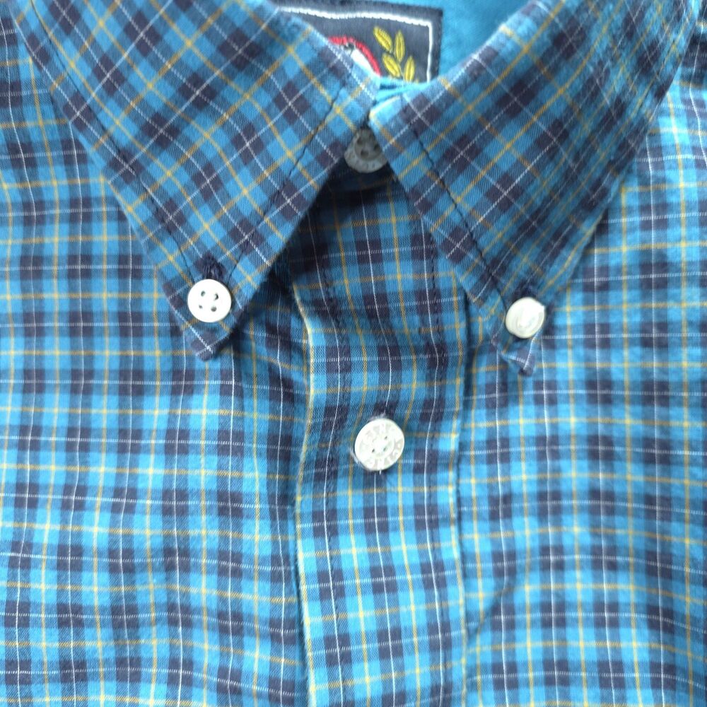 CINCH Western Button Down Shirt Mens XL Blue Plaid Cotton Cowboy Outdoor